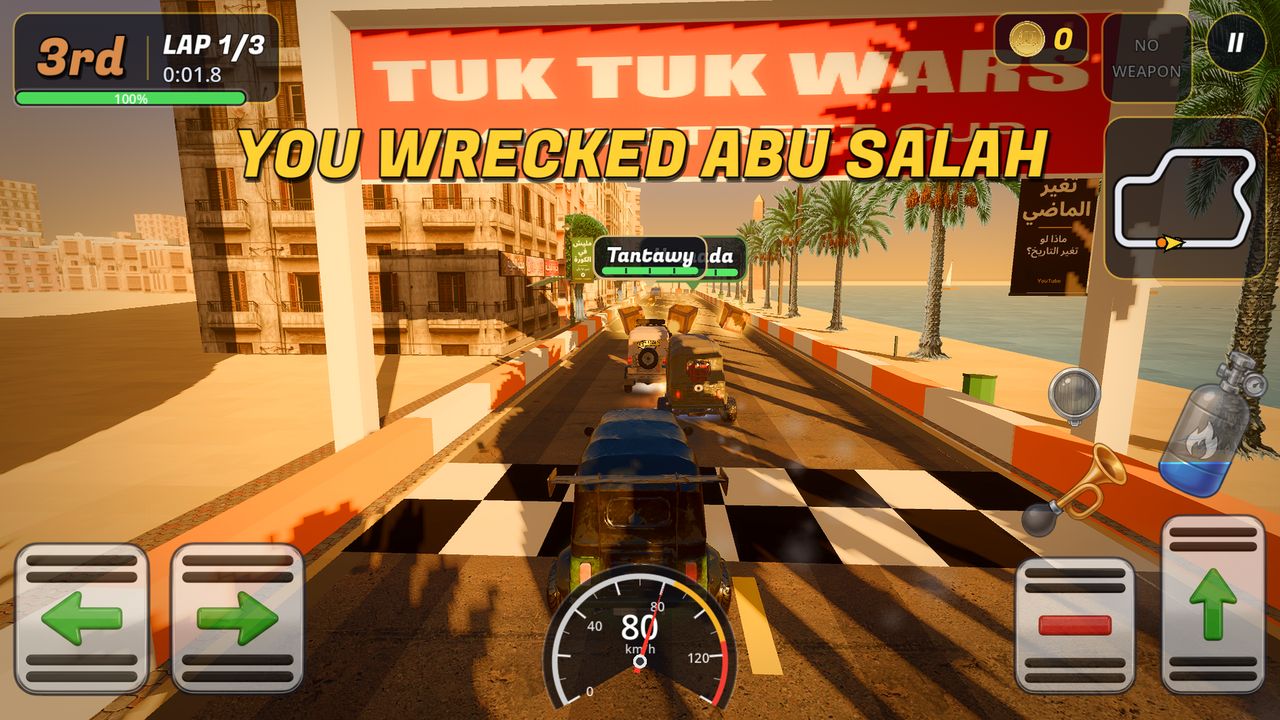 A rival tuk-tuk wrecked in a blast