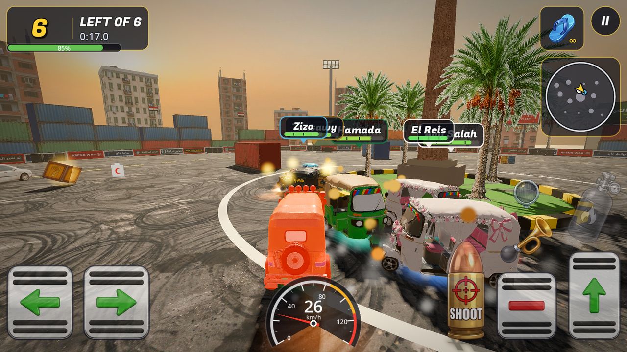 Tuk-tuks fighting in the Arena War