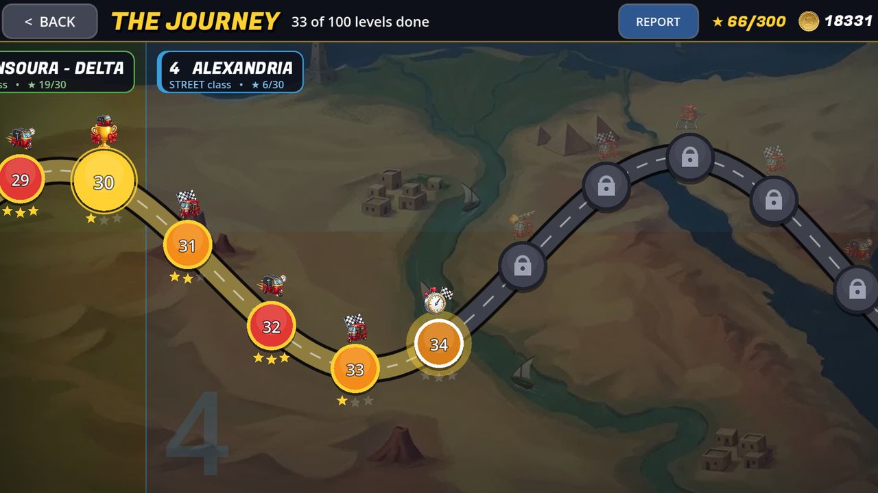 The Journey's map of 100 levels
